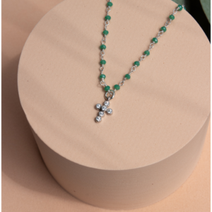 Collier croix sur chaine rosaire en Onyx vert et Argent | Saint Laurent Gemmes... & Vous : Bijoux Haute Fantaisie Créations Originales & Artisanales DIY | Plaqué Or Argent Pierres Fines | Bijoux Personnalisés Femme, Ado, Enfant | Bijoux Religieux | Bijoux chrétiens modernes | Bijoux Gravés | Bijoux religieux Toulouse |Toulouse France | Vente en Ligne.