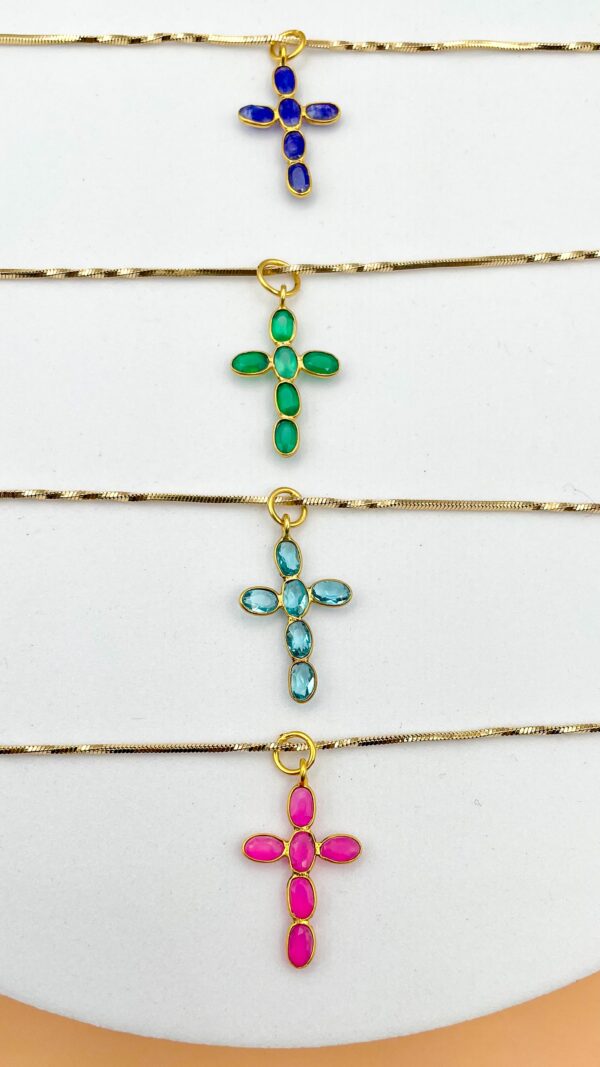 Collier religieux croix et gemmes | Resucito Gemmes… & Vous : Bijoux Haute Fantaisie Créations Originales & Artisanales DIY | Plaqué Or Argent Pierres Fines | Bijoux Personnalisés Femme, Ado, Enfant | Bijoux Religieux | Bijoux Gravés | Bijoux chrétiens modernes | Toulouse France | Vente en Ligne.
