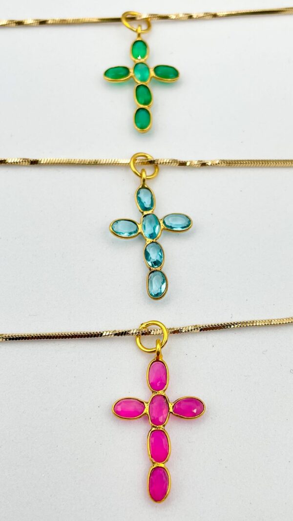 Collier religieux croix et gemmes | Resucito Gemmes… & Vous : Bijoux Haute Fantaisie Créations Originales & Artisanales DIY | Plaqué Or Argent Pierres Fines | Bijoux Personnalisés Femme, Ado, Enfant | Bijoux Religieux | Bijoux Gravés | Bijoux chrétiens modernes | Toulouse France | Vente en Ligne.