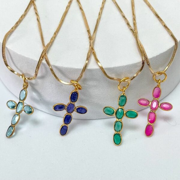 Collier religieux croix et gemmes | Resucito Gemmes… & Vous : Bijoux Haute Fantaisie Créations Originales & Artisanales DIY | Plaqué Or Argent Pierres Fines | Bijoux Personnalisés Femme, Ado, Enfant | Bijoux Religieux | Bijoux Gravés | Bijoux chrétiens modernes | Toulouse France | Vente en Ligne.