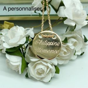 Collier Gravé et Personnalisé Médaille ronde 2 trous | Wallis