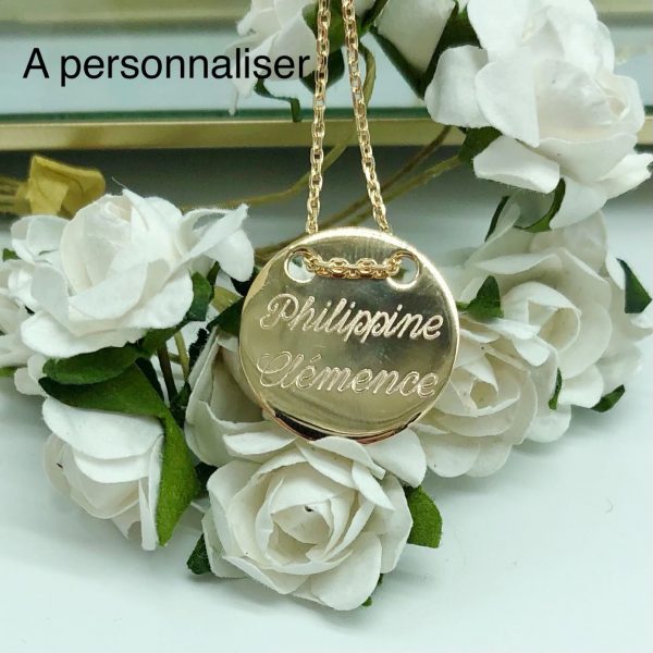 Collier Gravé et Personnalisé Médaille ronde 2 trous | Wallis