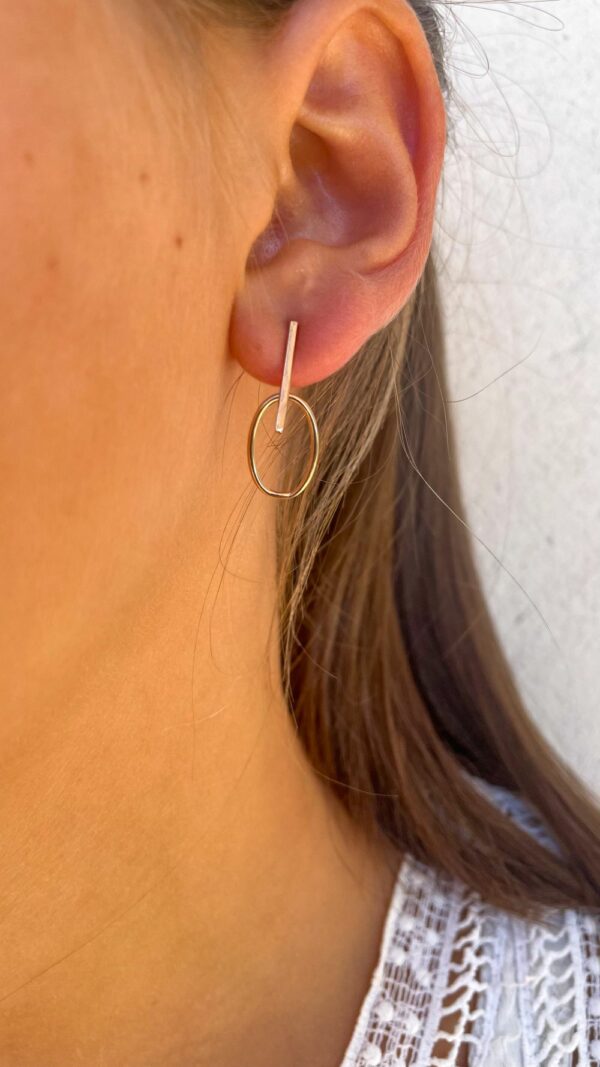 Boucles d’oreilles graphiques en plaqué or – design ovale minimaliste – création française Gemmes…& Vous