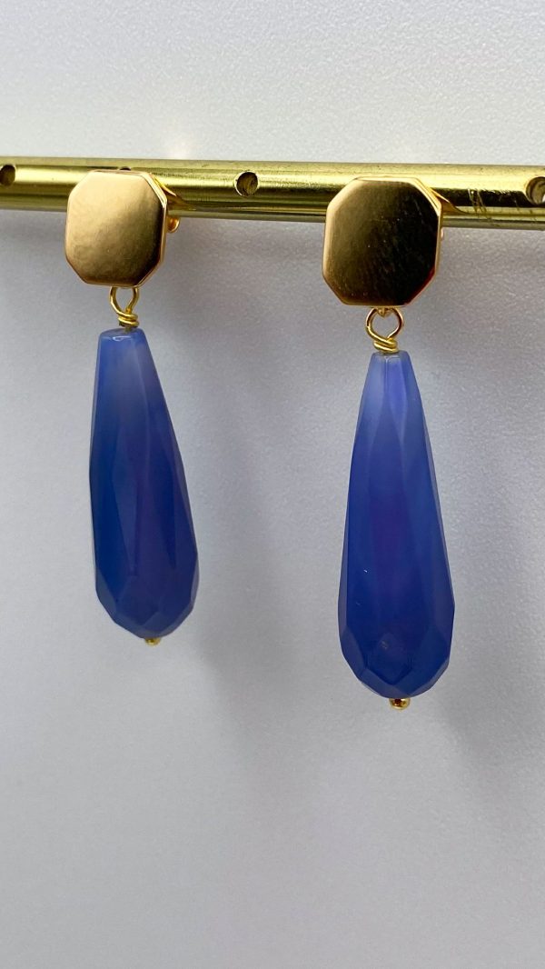 Boucles d'oreilles longues gouttes et jade en Plaqué Or | Ponant – Image 2