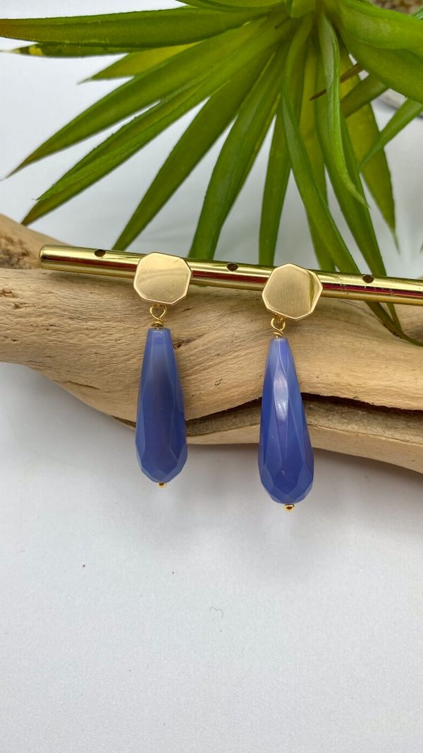 Boucles d'oreilles longues gouttes et jade en Plaqué Or | Ponant