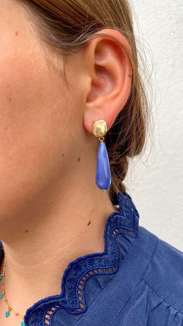 Boucles d'oreilles longues gouttes et jade en Plaqué Or | Ponant – Image 3