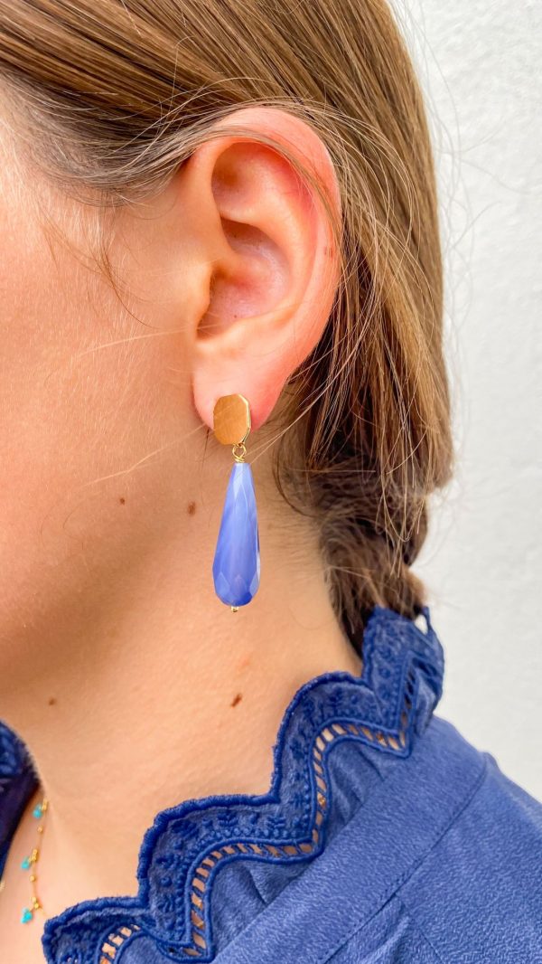 Boucles d'oreilles longues gouttes et jade en Plaqué Or | Ponant – Image 4