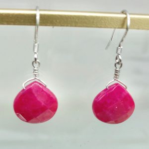 Boucles d’Oreilles Argent & jade teinté | Mariannes
