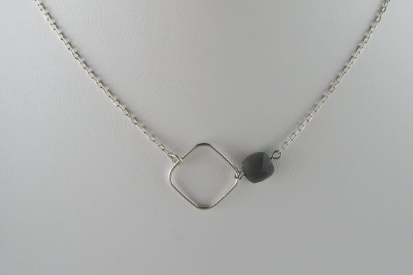 Collier Argent & Gemmes : lapis lazuli ou Quartz gris | Corsica – Image 3