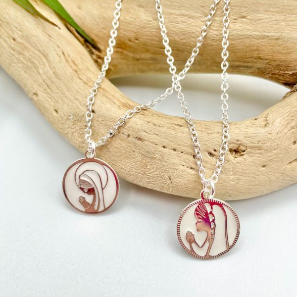 Collier communion médaille de la Vierge Marie | Vierge auréolée – Image 3
