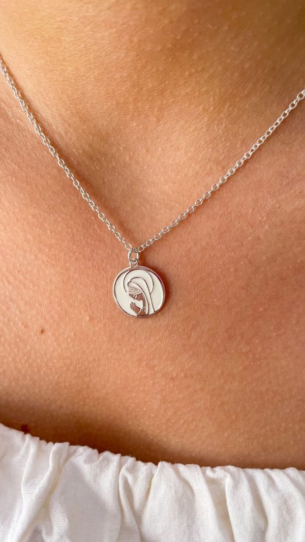 Collier communion médaille de la Vierge Marie | Vierge auréolée – Image 5