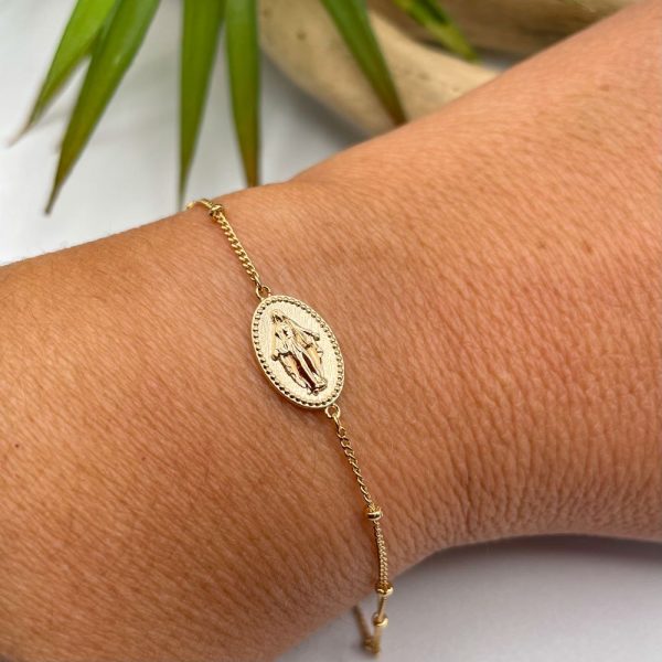 Bracelet à l'effigie de la Vierge Marie sur chaine perlée |  Marie – Image 3