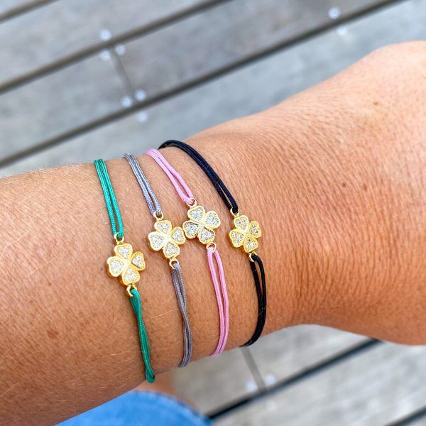 Bracelet Fleur de Cœur Brillant en strass et plaqué or | Isla Corazón