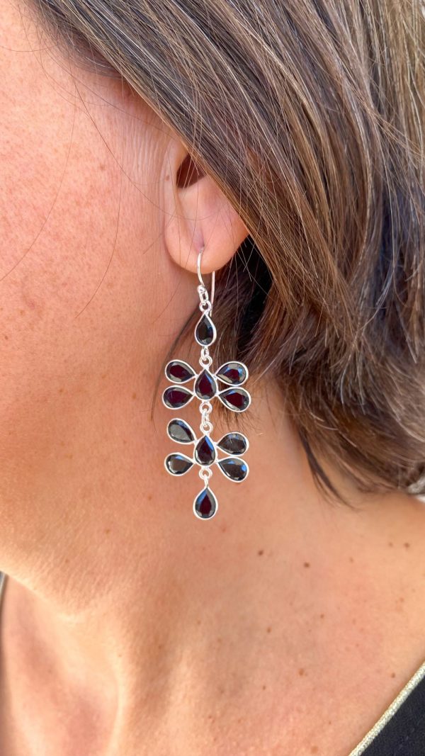Boucle d'oreille chandelier fleur et gemmes | les Glénands – Image 5