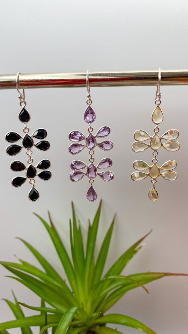 Boucle d'oreille chandelier fleur et gemmes | les Glénands – Image 6