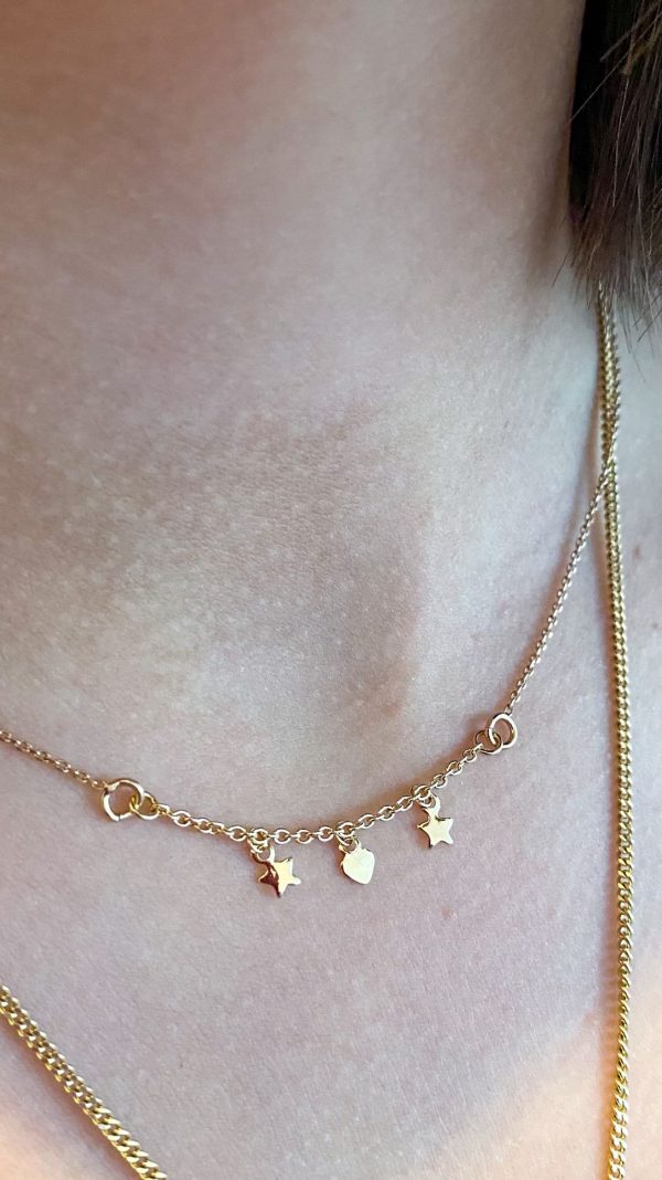 Collier Pluie d'étoiles et cœur en Plaqué Or | Bono