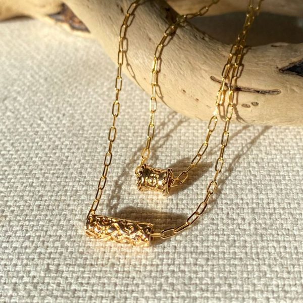 Collier bohème pendentif tube balinais plaqué or | Fidji – Image 4