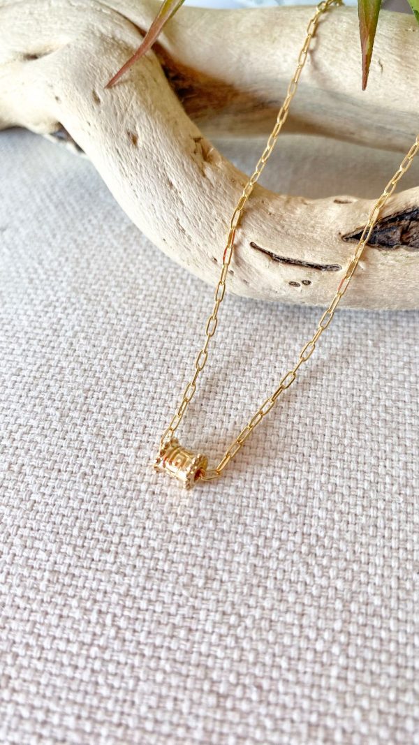 Collier bohème pendentif tube balinais plaqué or | Fidji – Image 3
