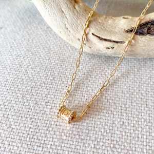 Collier bohème pendentif tube balinais plaqué or | Fidji