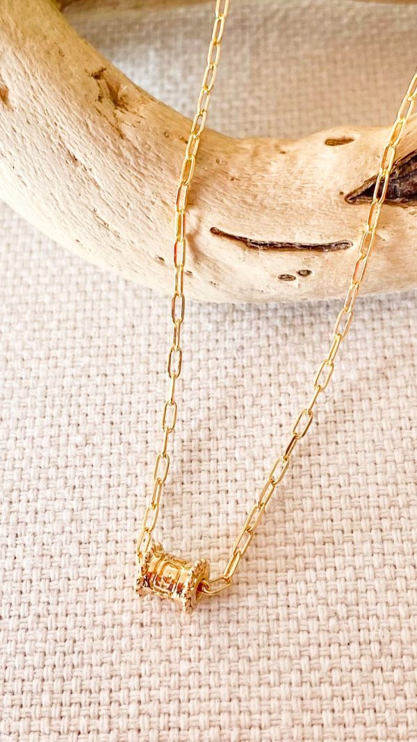 Collier bohème pendentif tube balinais plaqué or | Fidji – Image 2