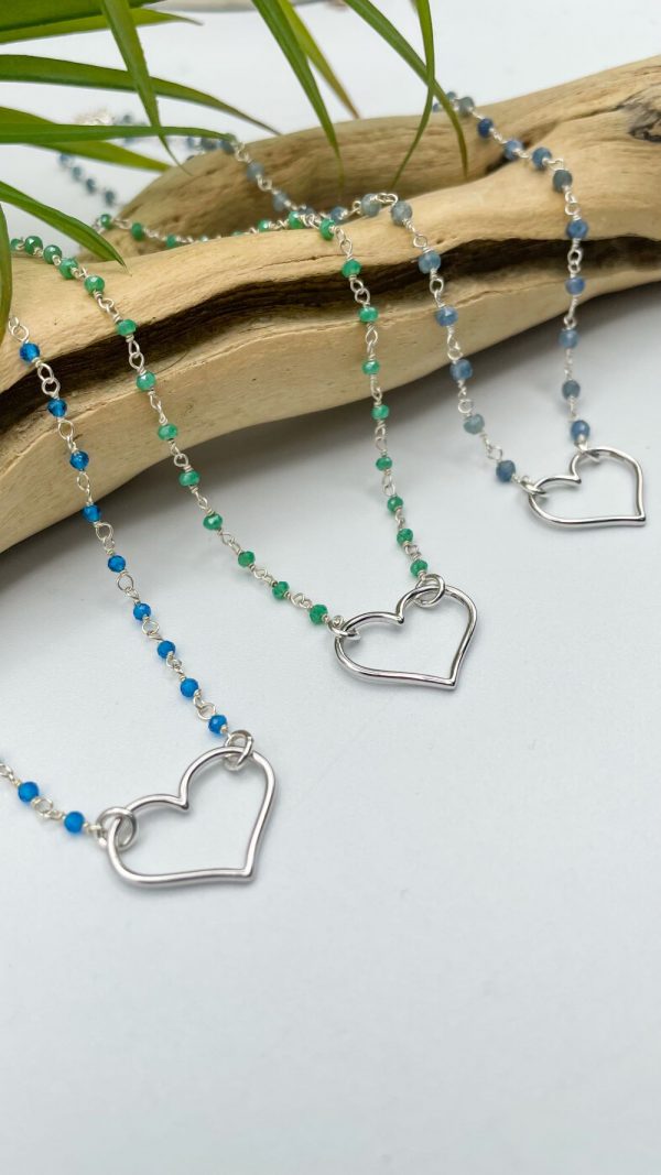 Collier cœur argent sur chaine perlée | Pangkor – Image 5