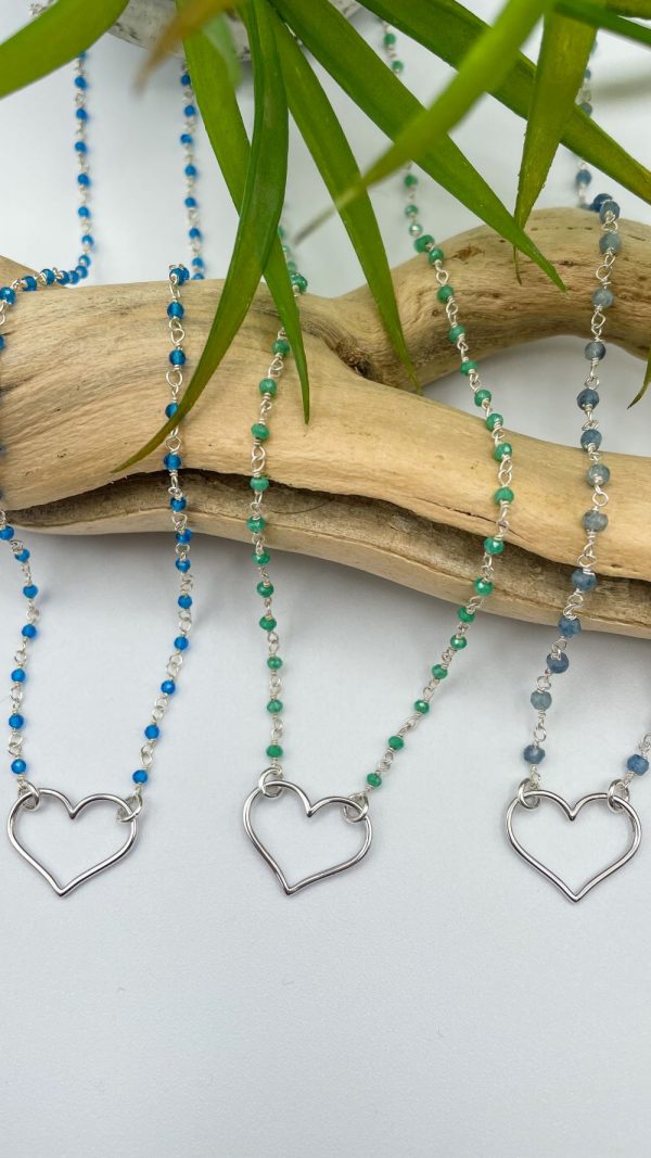 Collier cœur argent sur chaine perlée | Pangkor – Image 4