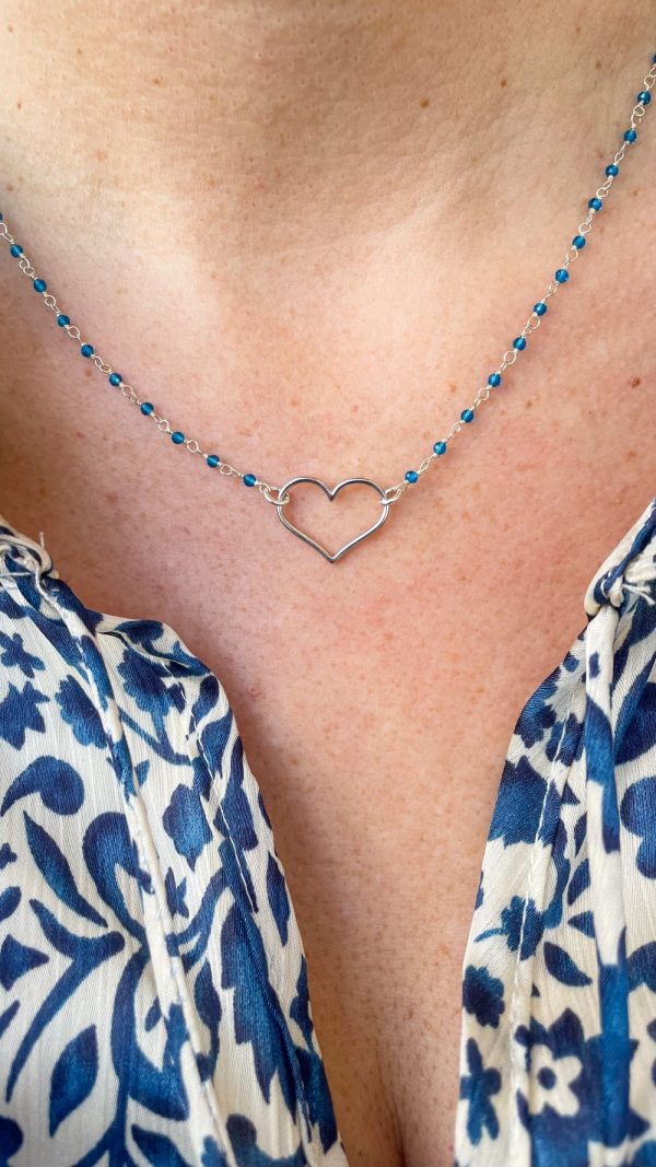 Collier cœur argent sur chaine perlée | Pangkor – Image 7