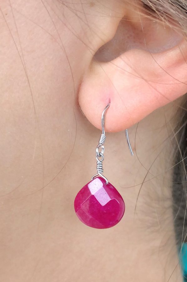 Boucles d’Oreilles Argent & jade teinté | Mariannes – Image 3