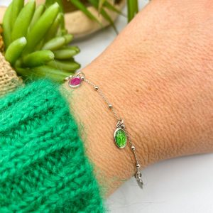 Bracelet argent et médailles miraculeuses colorées | Vierge Marie