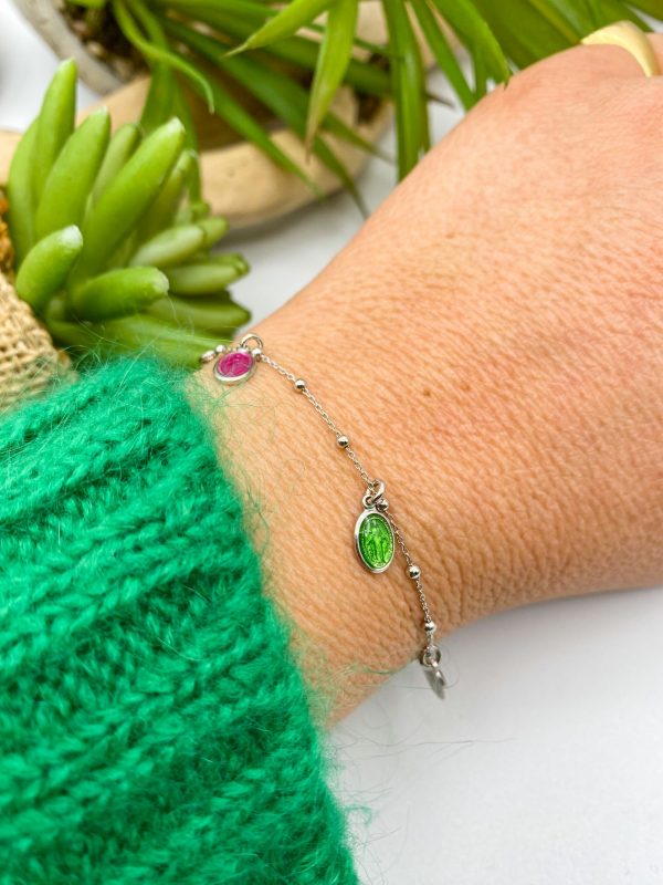 Bracelet argent et médailles miraculeuses colorées | Vierge Marie