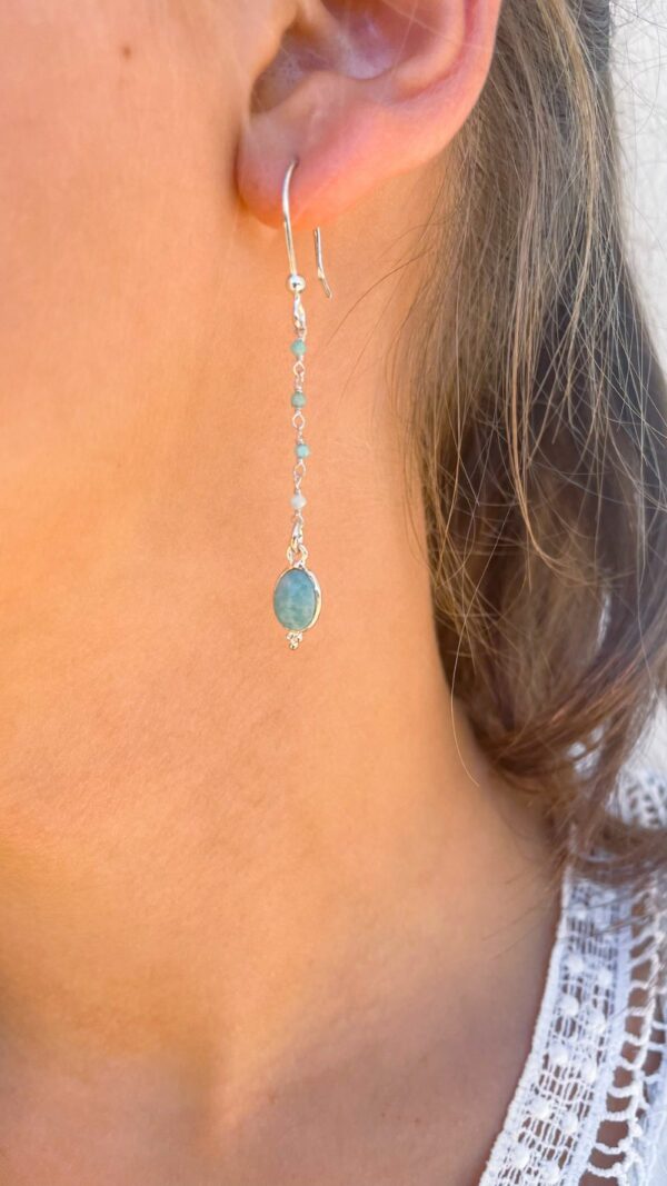 Boucle d’oreille en argent ornée d'amazonites