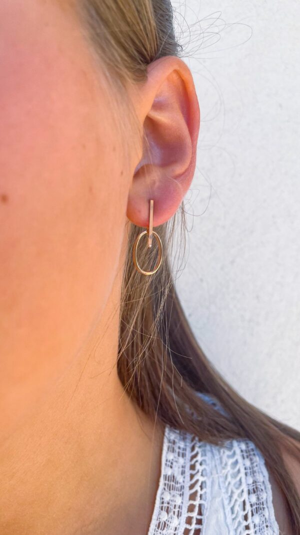 Boucles d’oreilles graphiques en plaqué or – design ovale minimaliste – création française Gemmes…& Vous