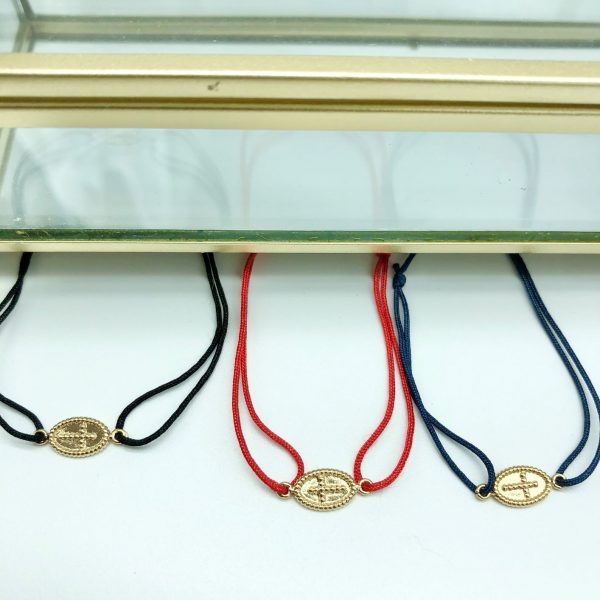 Bracelet sur cordon Croix en Plaqué Or  | Croix Joyeuse – Image 2