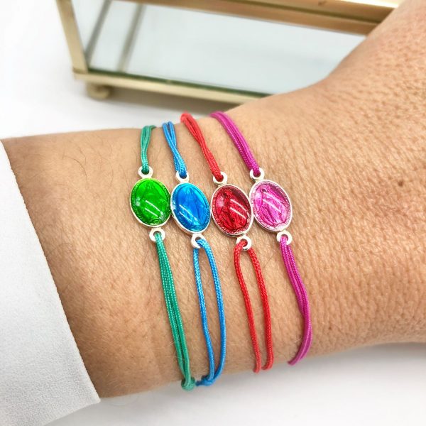 Bracelet sur cordon et médaille Vierge Marie en Argent | Médaille miraculeuse colorée