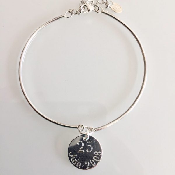 Bracelet Jonc Gravé et Personnalisé Argent | P'tite Nantaise – Image 2