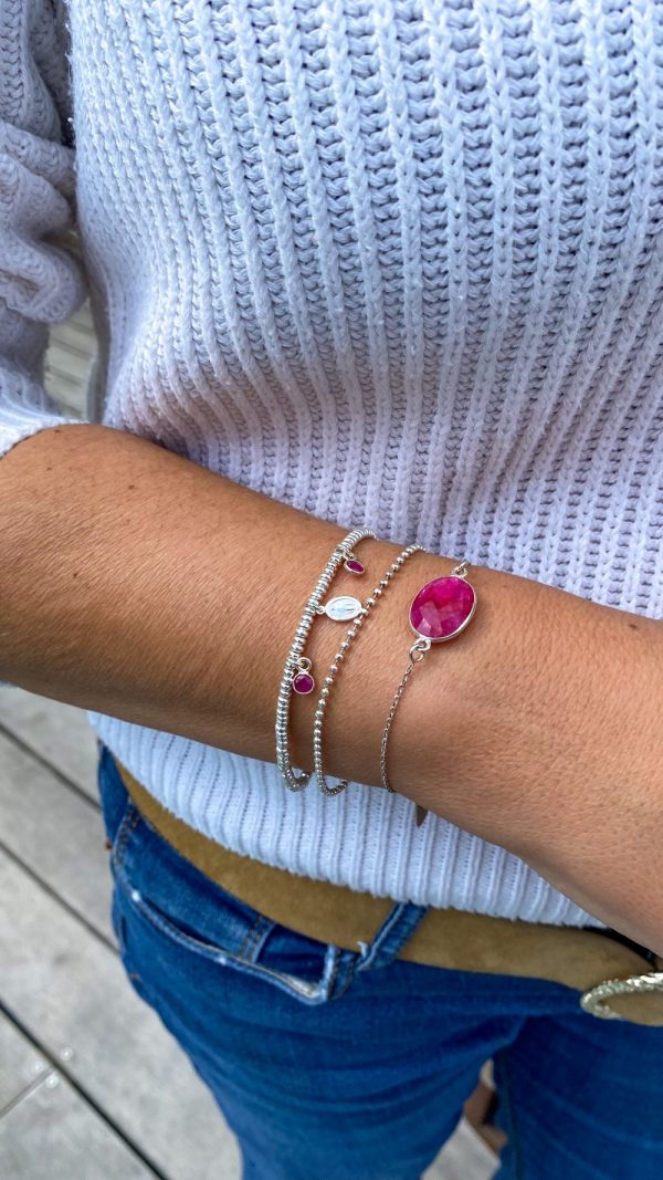 Bracelet argent et calcédoine rouge sertie  | Canaries – Image 2