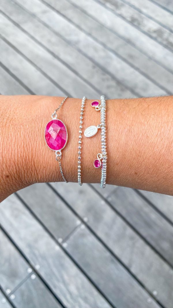 Bracelet argent et calcédoine rouge sertie  | Canaries – Image 5