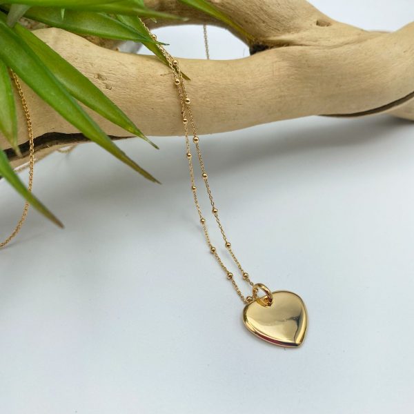 Collier cœur pendentif cœur bombé en Plaqué Or | Ikaria – Image 5