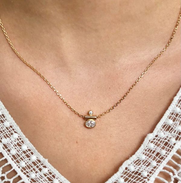 Collier oxyde de zirconium en plaqué or | Oléron – Image 2