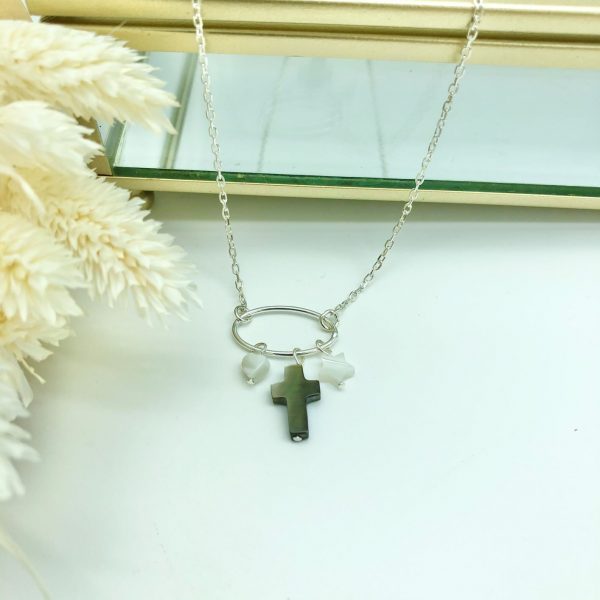 Collier religieux et breloques cathos en nacre et Argent | Sainte Famille – Image 2