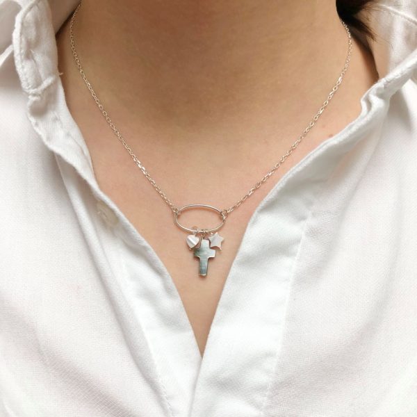 Collier religieux et breloques cathos en nacre et Argent | Sainte Famille – Image 4