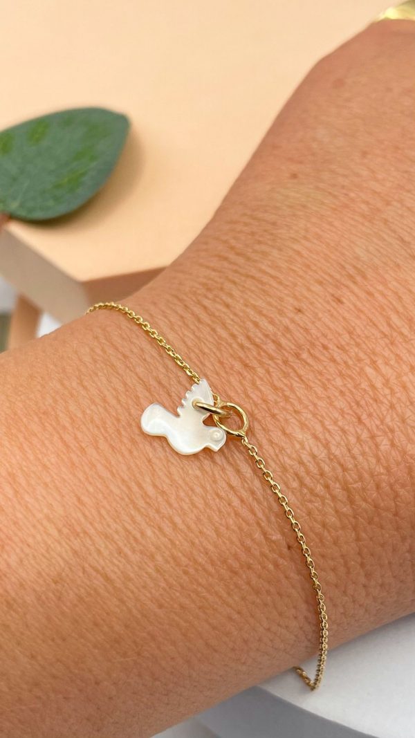 Bracelet confirmation colombe de l'esprit saint en nacre et plaqué or | Confirmation – Image 2