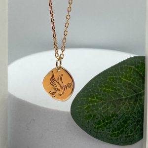 Collier Médaille originale Colombe de la paix en Plaqué Or | Colombe de la Paix