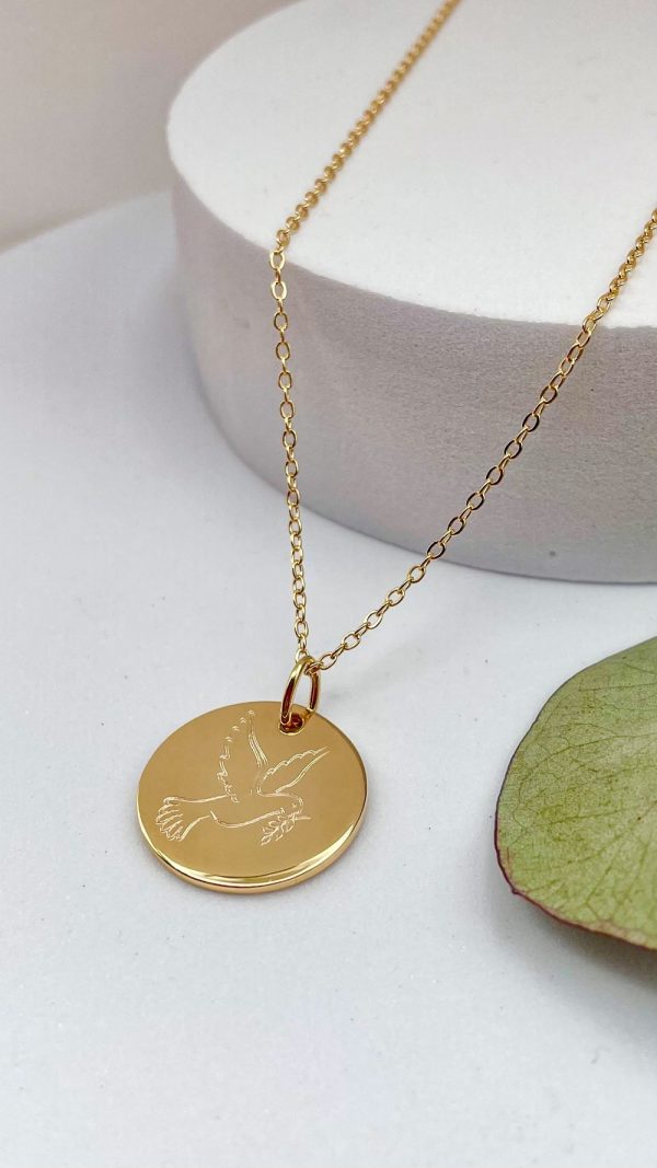 Collier Médaille Plaqué Or ou Argent Colombe | Colombe de la Paix – Image 5