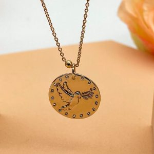 Collier Plaqué Or chaîne bille et médaille Colombe | Colombe de la Paix