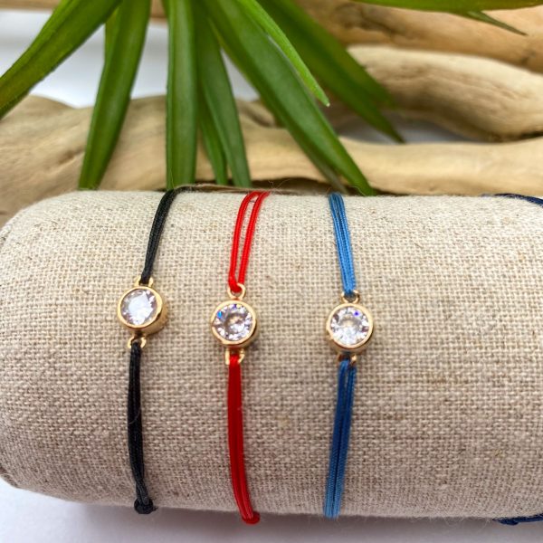 Bracelet sur cordon et oxyde de zirconium serti en plaqué or  | Dia – Image 2
