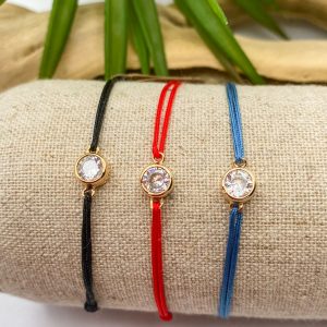 Bracelet sur cordon et oxyde de zirconium serti en plaqué or  | Dia