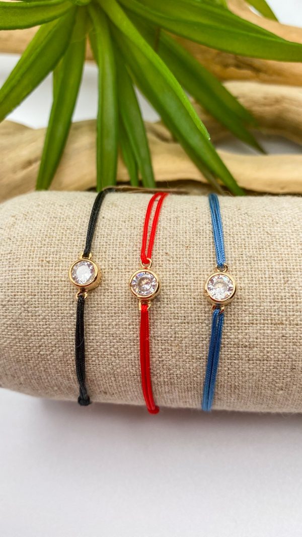Bracelet sur cordon et oxyde de zirconium serti en plaqué or  | Dia