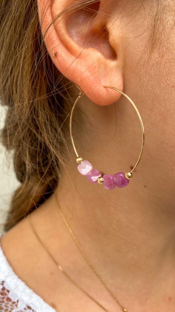 Boucles d'oreilles créoles en Pierres Naturelles et Plaqué or | Bali – Image 8