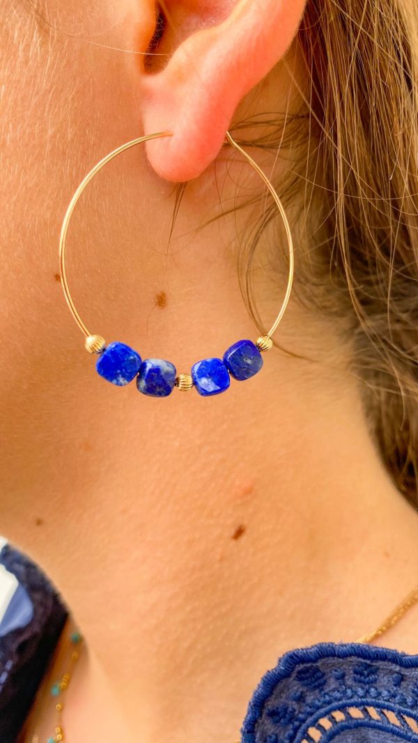 Boucles d'oreilles créoles en Pierres Naturelles et Plaqué or | Bali – Image 7